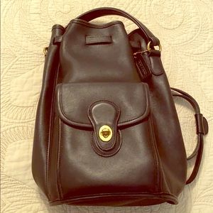 Vintage Coach Bucket Handbag Purse Backpack Black